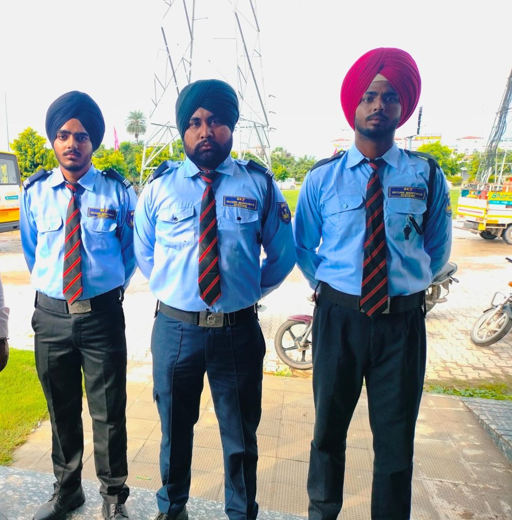 Three of our guards in 24X7 Secure Manpower uniform